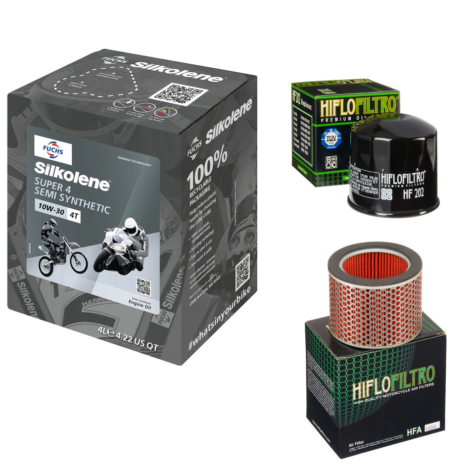 Silkolene Super 4 10w30 4L Oil & HF202 & HFA1504 Oil Filter Kit
