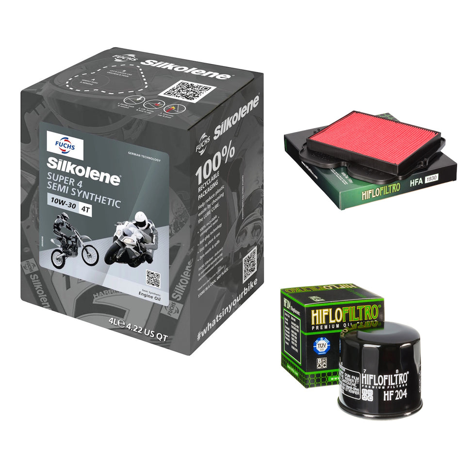 Silkolene Super 4 10w30 4L Oil & HF204 & HFA1930 Oil Filter Kit