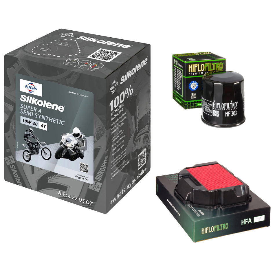 Silkolene Super 4 10w30 4L Oil & HF303 & HFA1403 Oil Filter Kit