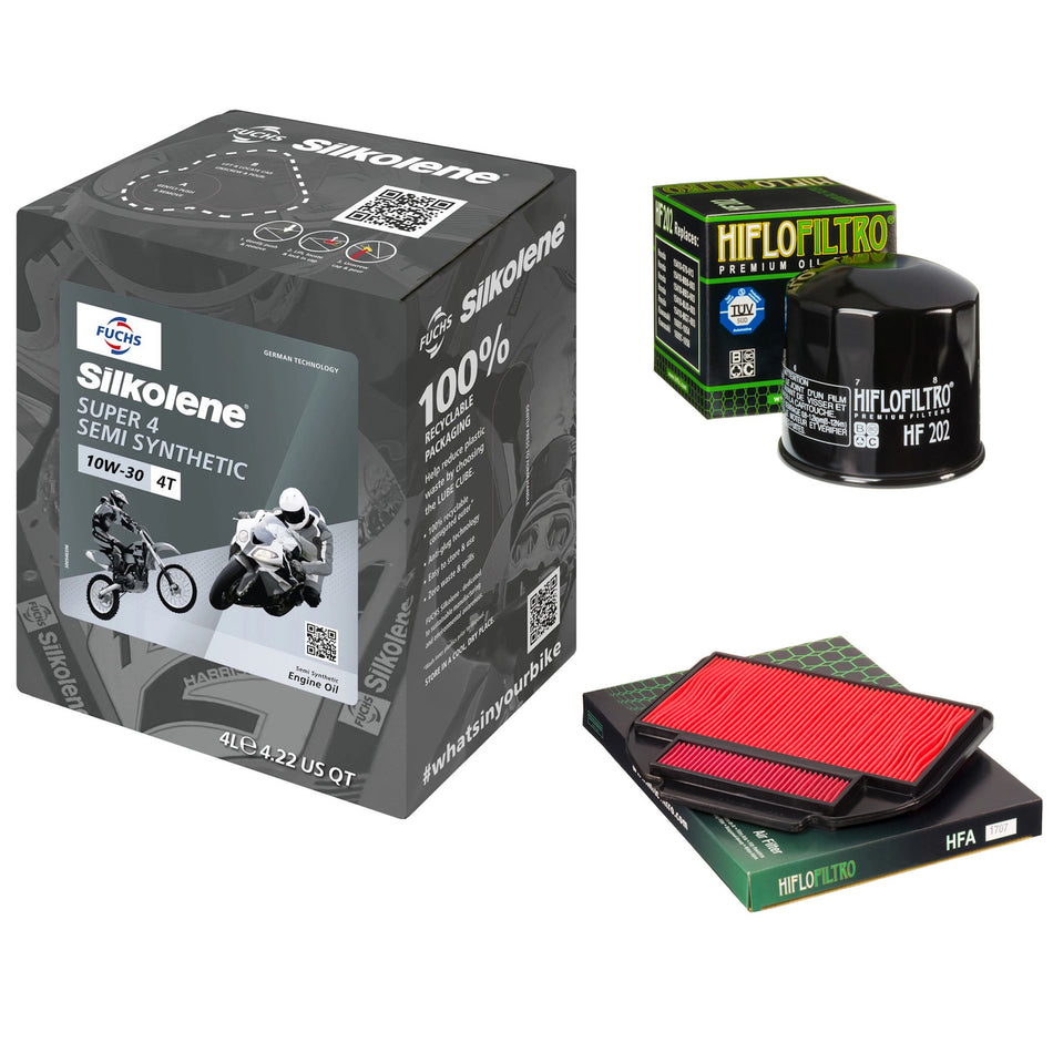 Silkolene Super 4 10w30 4L Oil & HF202 & HFA1707 Oil Filter Kit