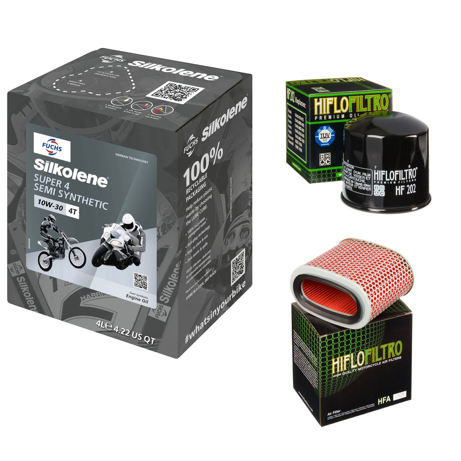 Silkolene Super 4 10w30 4L Oil & HF202 & HFA1908 Oil Filter Kit