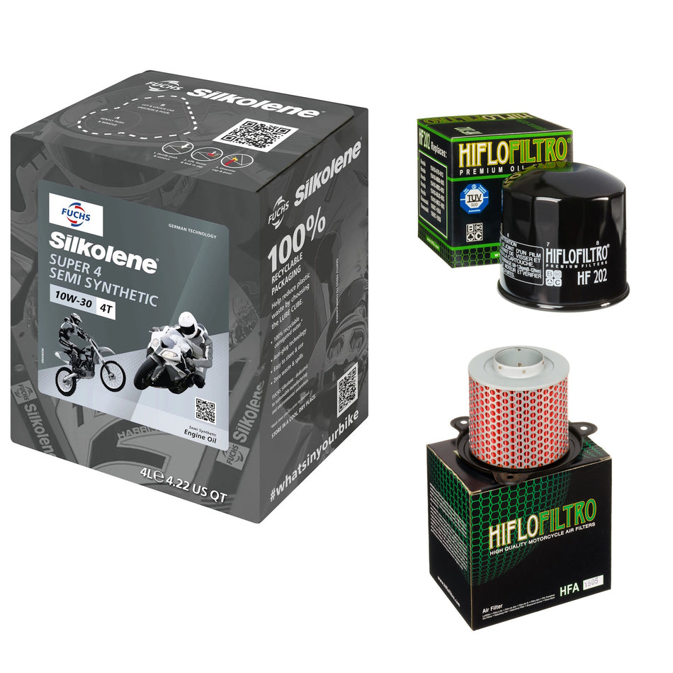 Silkolene Super 4 10w30 4L Oil & HF202 & HFA1505 Oil Filter Kit