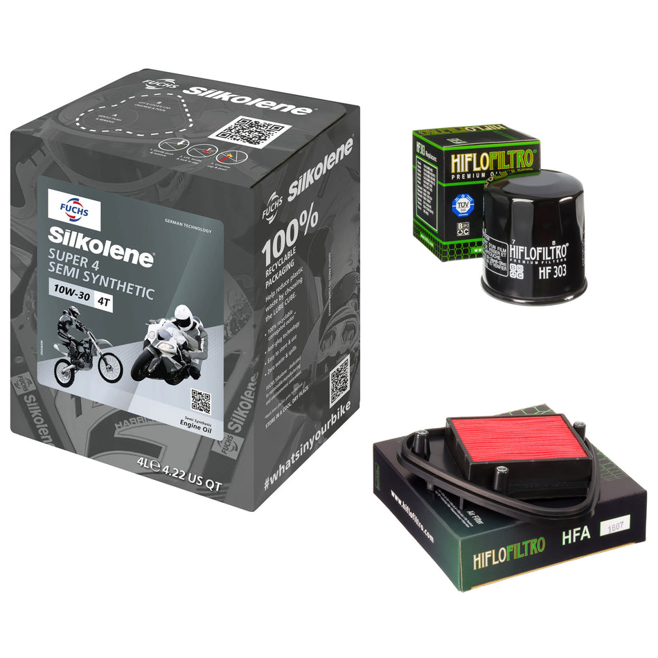 Silkolene Super 4 10w30 4L Oil & HF303 & HFA1607 Oil Filter Kit