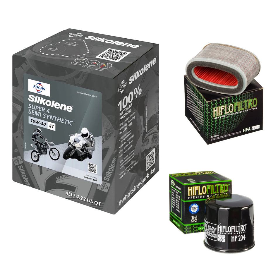 Silkolene Super 4 10w30 4L Oil & HF204 & HFA1712 Oil Filter Kit