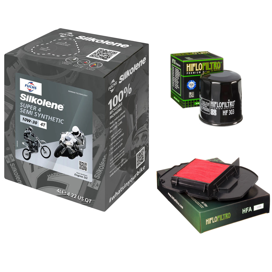 Silkolene Super 4 10w30 4L Oil & HF303 & HFA1909 Oil Filter Kit