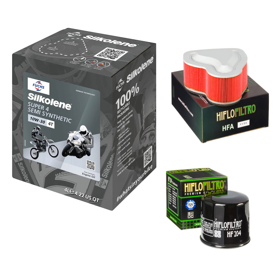 Silkolene Super 4 10w30 4L Oil & HF204 & HFA1926 Oil Filter Kit