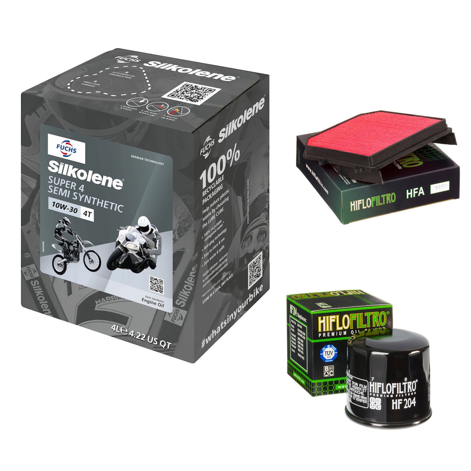 Silkolene Super 4 10w30 4L Oil & HF204 & HFA1922 Oil Filter Kit