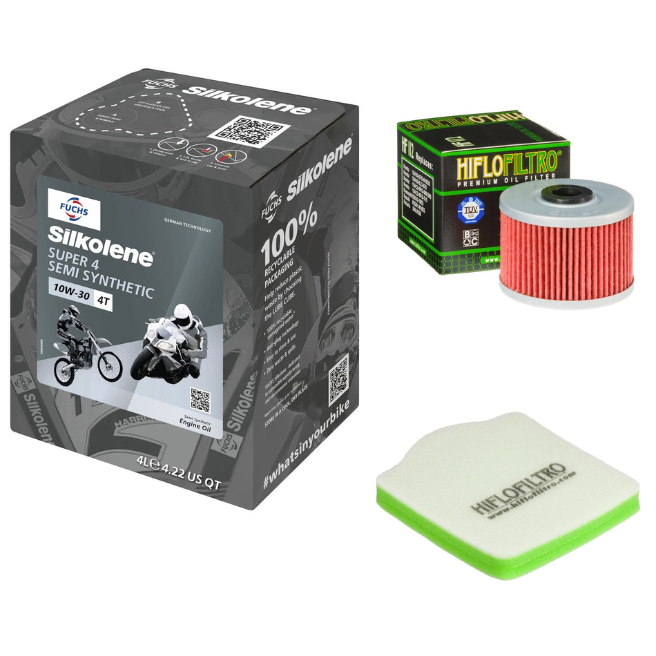 Silkolene Super 4 10w30 4L Oil & HF112 & HFA1621 Oil Filter Kit