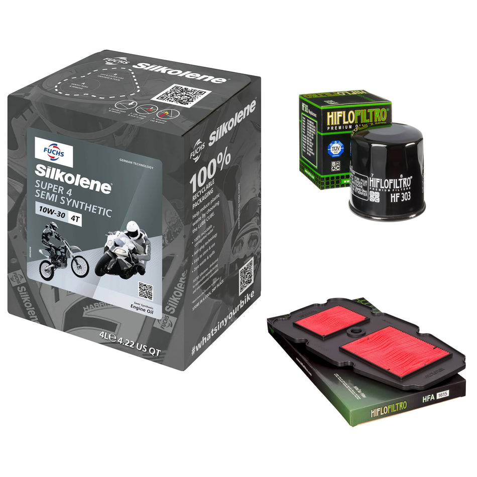 Silkolene Super 4 10w30 4L Oil & HF303 & HFA1615 Oil Filter Kit