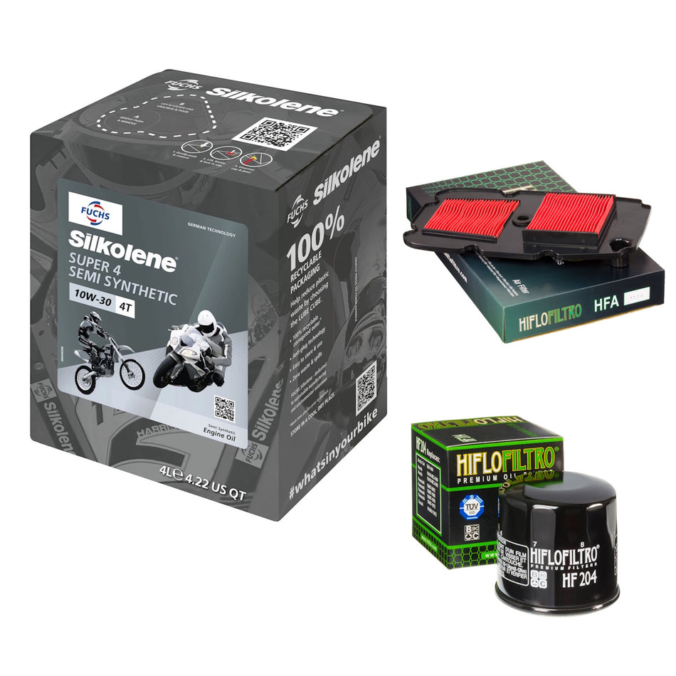 Silkolene Super 4 10w30 4L Oil & HF204 & HFA1714 Oil Filter Kit
