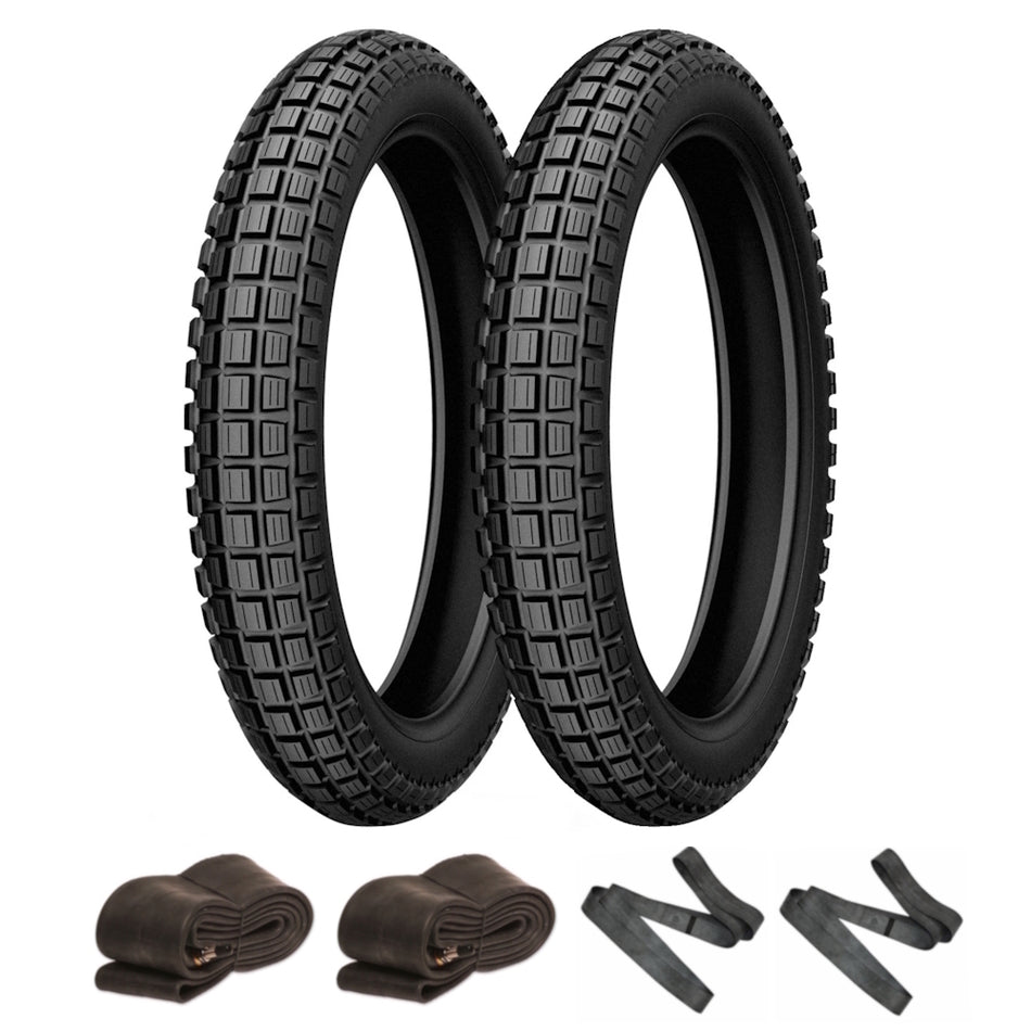 Motorcycle Tyre Pair 2.75 & 3.00 Kenda K262 with Inner Tubes & Rim Tapes
