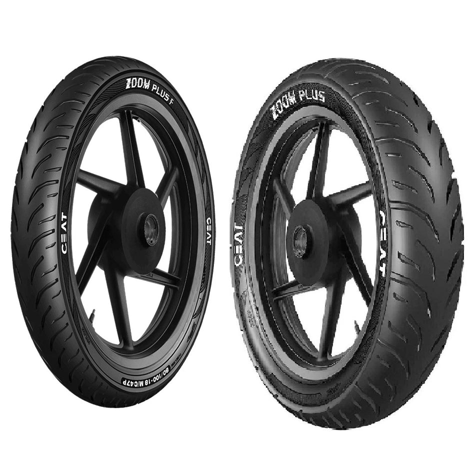 100/90-19 57P & 120/80-18 62P Ceat Zoom Plus Motorcycle Tyre Pair Tubed