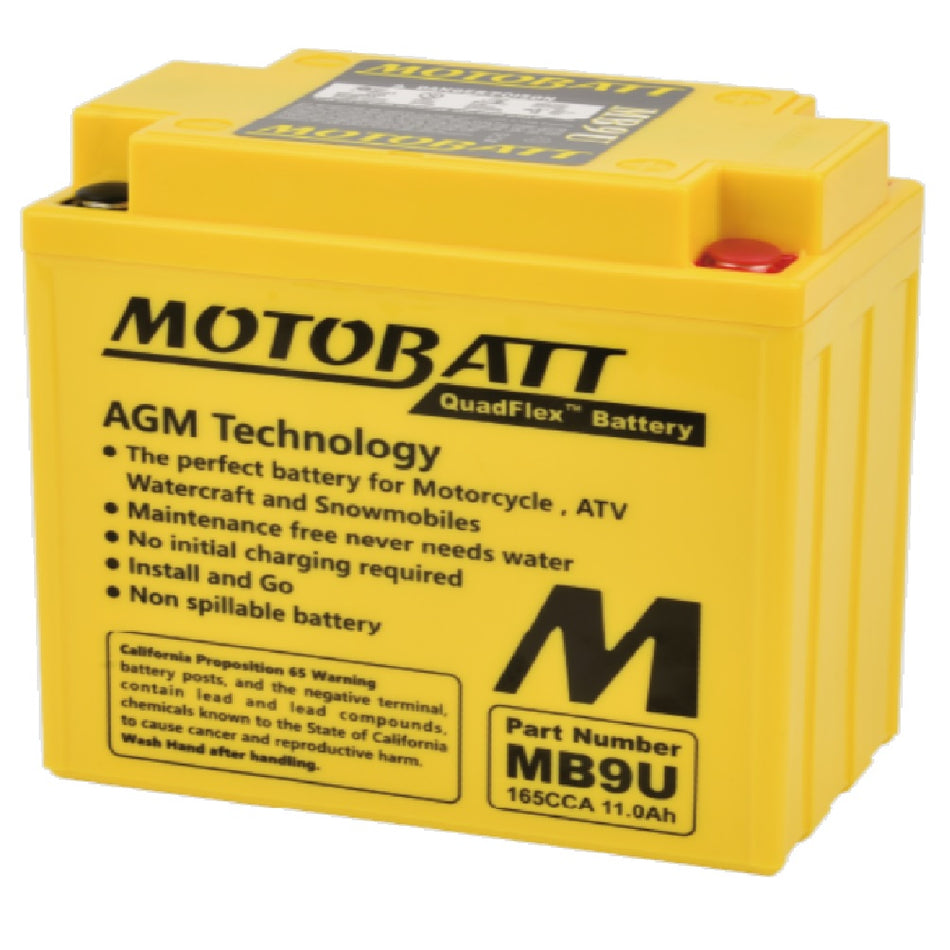Motobatt Battery MB9U 12v 11.7Ah (20Hr) CCA:140A YB7A, YB9B, YB9LB L:136mm x H:133mm x W:76mm