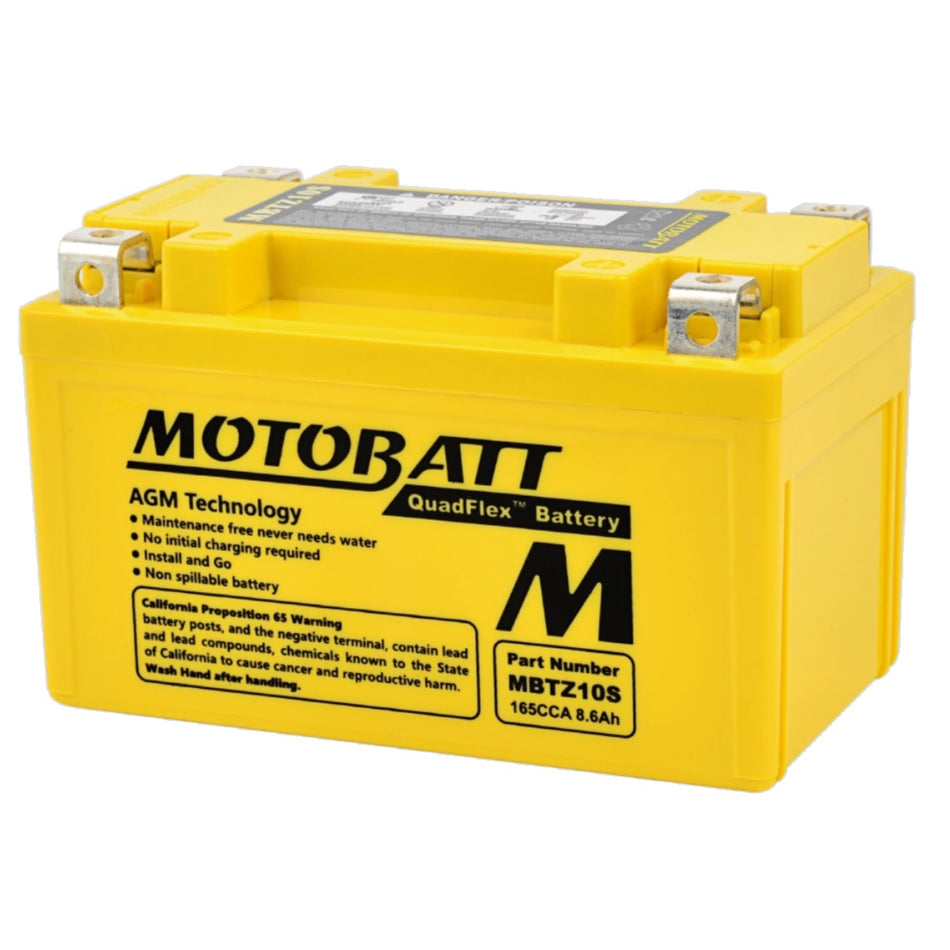 Motobatt Battery MBTZ10S 12v 9.1Ah (20Hr) CCA:165A YTZ10S L:151mm  x H:95mm x W:87mm