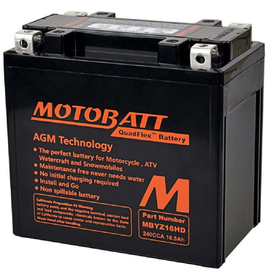 Motobatt Battery MBYZ16HD Black 12v 17.5Ah (20Hr) CCA:240A YTX14LBS L:151mm x H:145mm x W:87mm