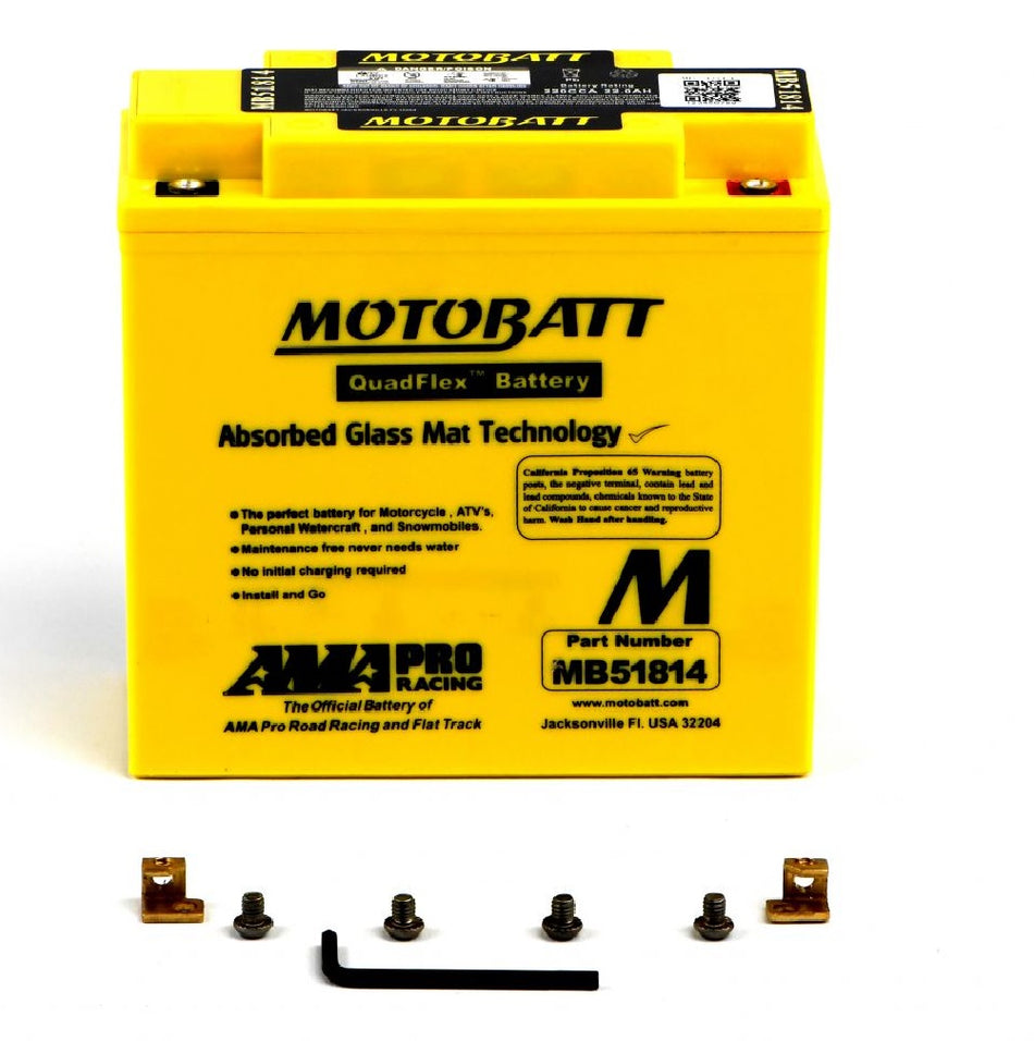 Motobatt Battery MB51814 12v 22.3Ah (20Hr) CCA:235A 51814, 51913 L:183mm x H:170mm x W:80mm