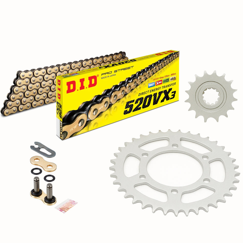 DID VX3 520x094 Gold Chain with JTF736.14 & JTA750B & JTR751.38 Sprocket Kit