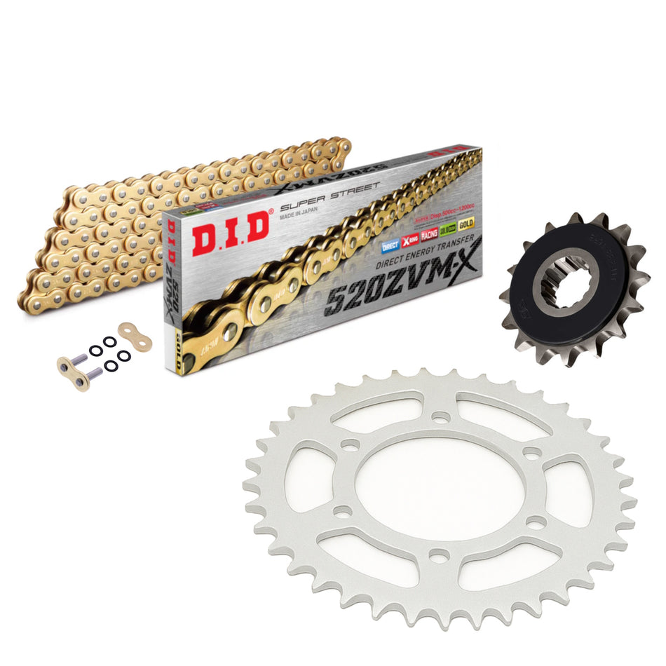 DID ZVMX 520x106 Gold Chain with JTF748.15RB & JTR746.44 Sprocket Kit