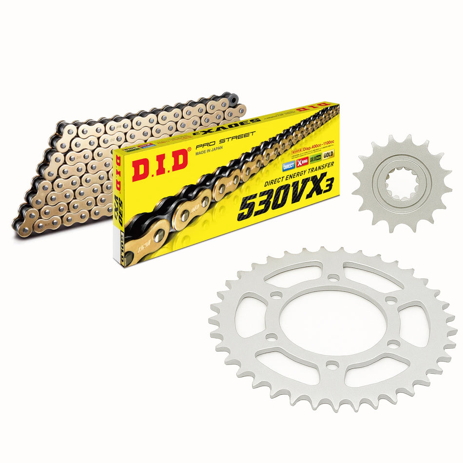 DID 530VX3 Gold Chain with JTF513.15 & JTR1800.45 Sprocket Kit