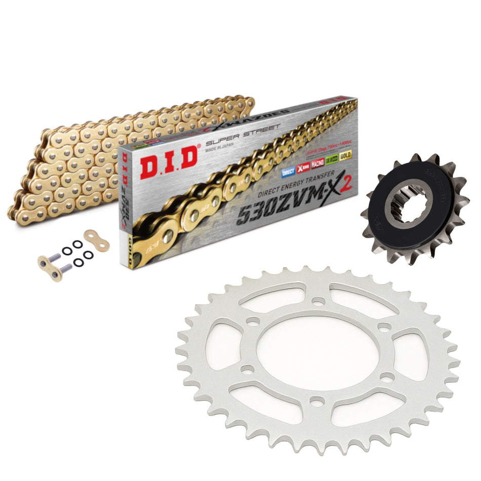 DID ZVMX 530x122 Gold Chain with JTF579.17RB & JTR479.45 Sprocket Kit