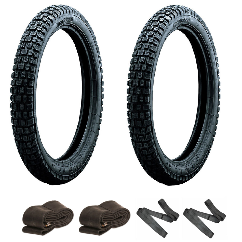 Kenda K262 Tyre Pair 2.75-17  & 2.75-17 with Inner Tubes & Rim Tapes