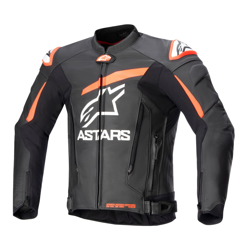 Alpine Gp Plus V4 Leather Jkt Blk/Red/Fluo/White 58