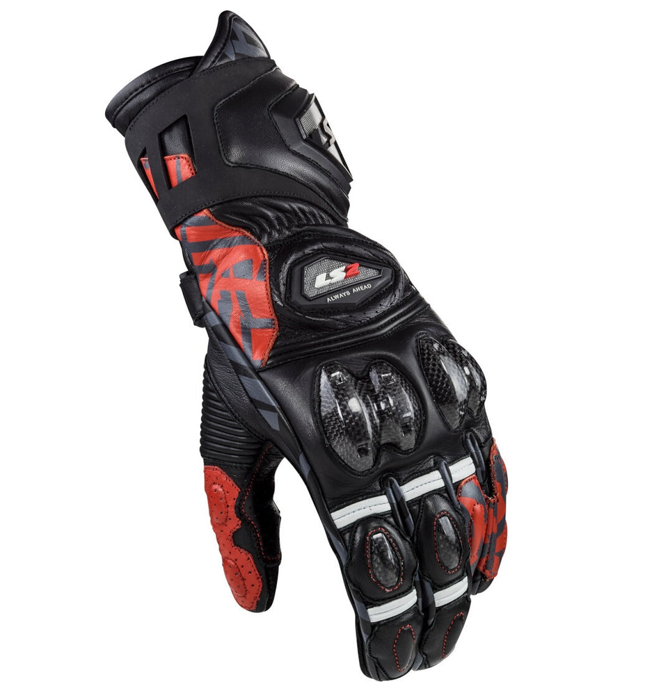 LS2 Feng Racing Gloves Black Red