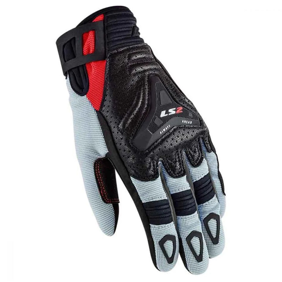 LS2 All Terrain Gloves Black Grey Red