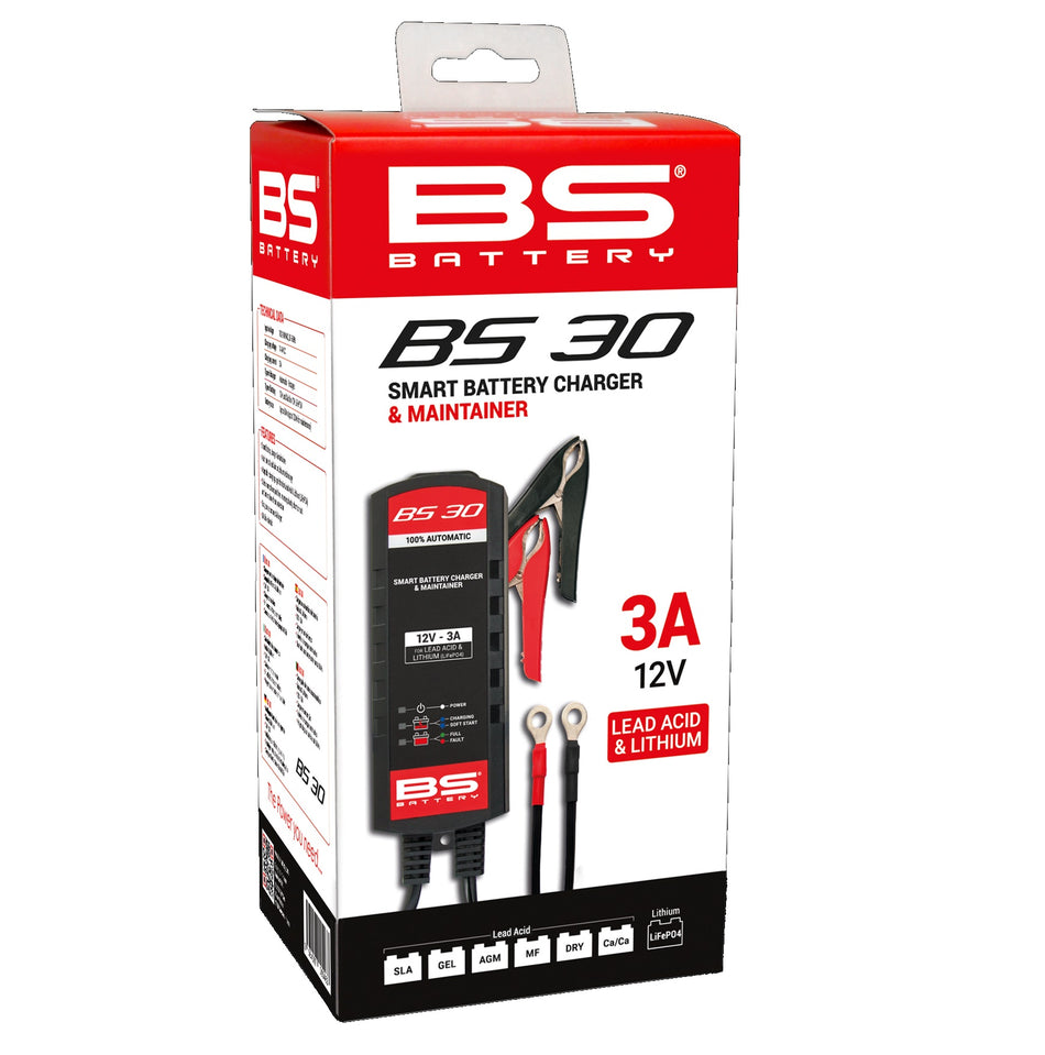 BS30 Smart Charger 12v 3a New Packaging Lead Acid + Lithium