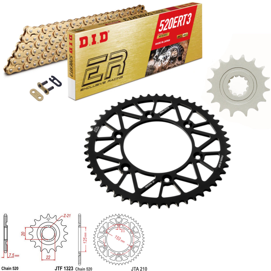 DID ERT3 520x116 Gold Chain with JTF1323.14SC & JTA210.53BLK Sprocket Kit