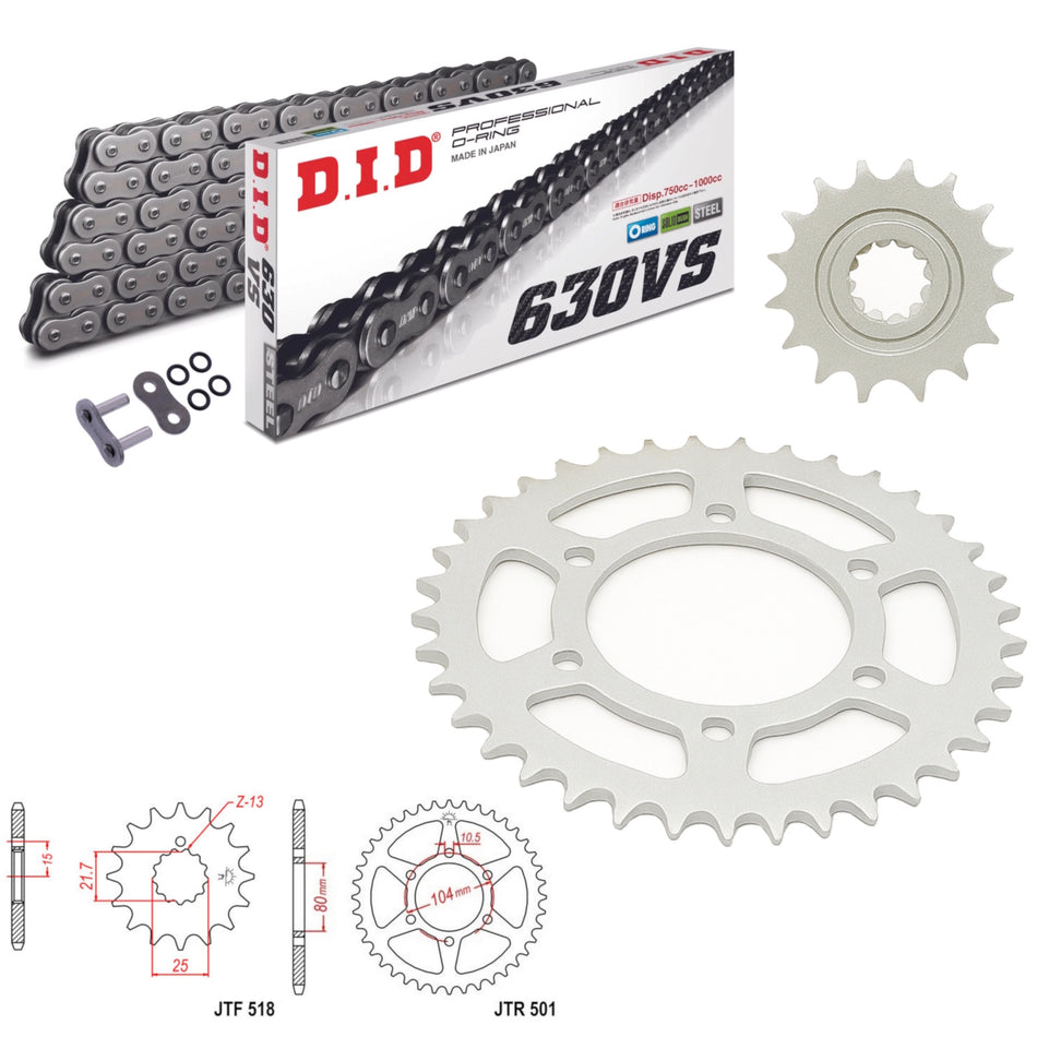 DID 630Vx084 Chain with JTF518.13 & JTR501.33 Sprocket Kit
