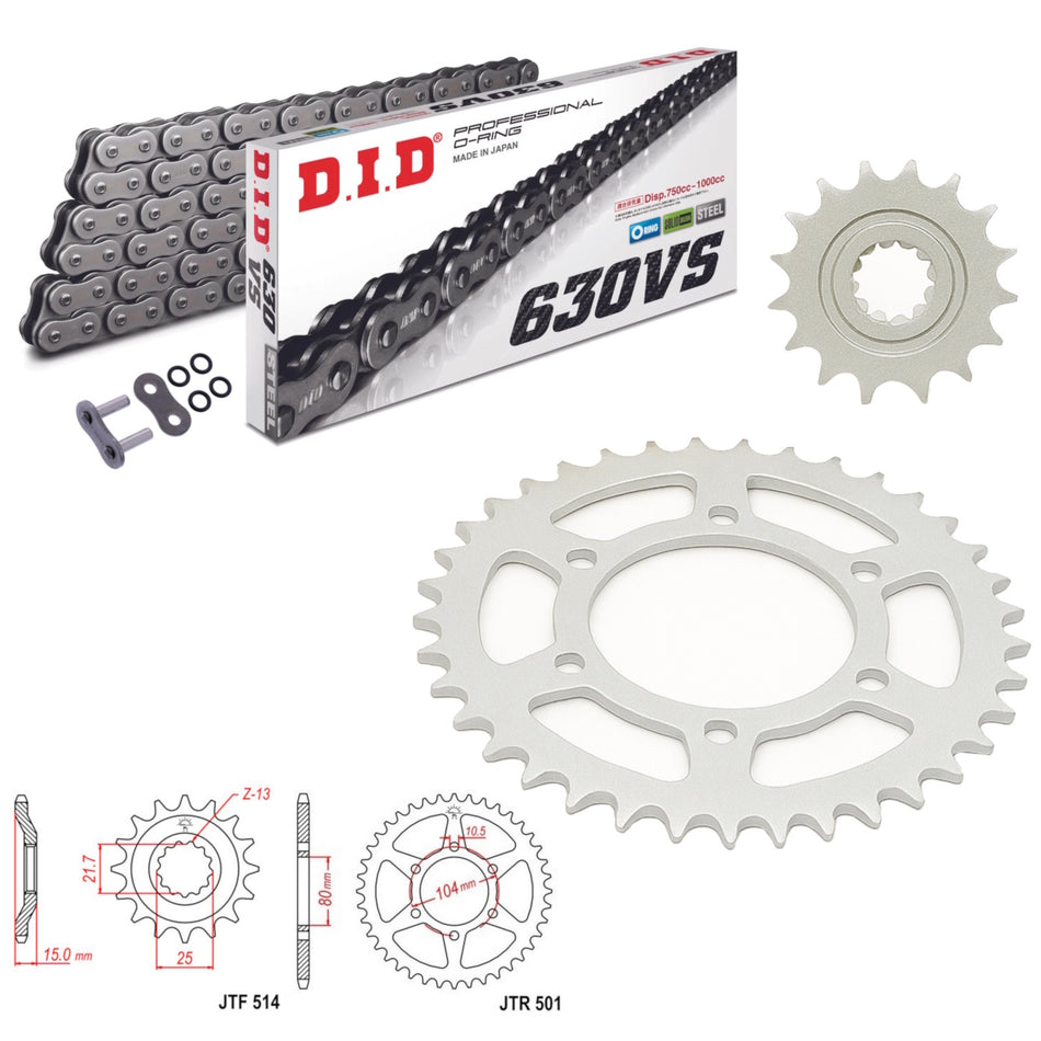 DID 630Vx094 Chain with JTF514.15 & JTR501.38 Sprocket Kit