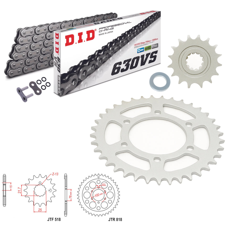 DID 630Vx096 Chain with JTF518.15 & JTF518B & JTR818.41 Sprocket Kit