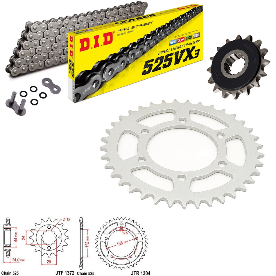 DID VX3 525x122 Chain with JTF1372.17RB & JTR1304.41 Sprocket Kit