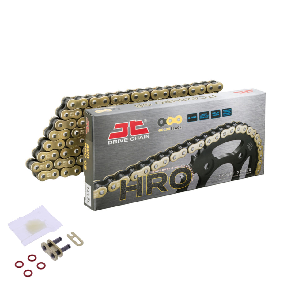 JT 428 HRO G&B x 132 Gold & Black O-Ring Chain