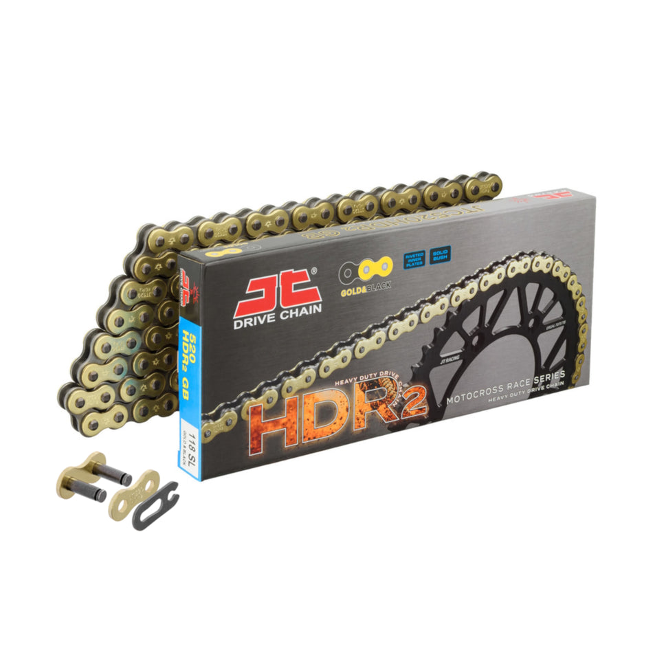 JT 520 HDR2 G&B x 112 Gold & Black Heavy Duty Chain
