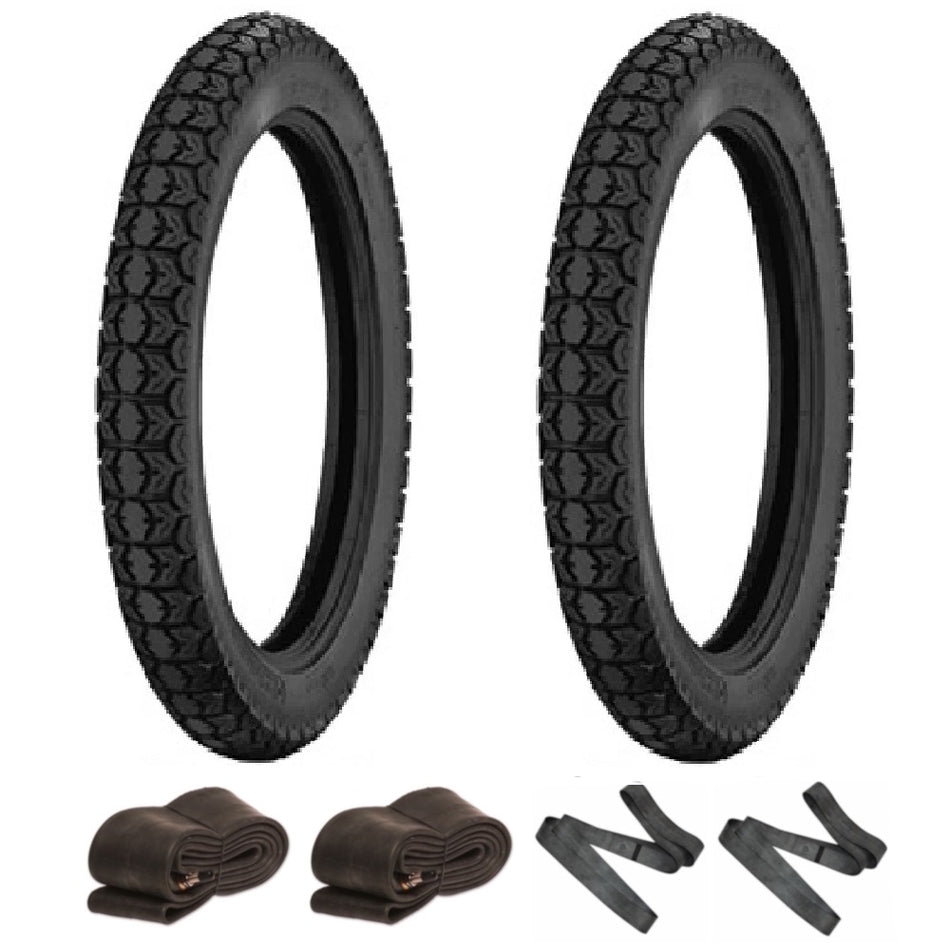 Kenda K272 Tyre Pair 3.00-16  & 3.00-16 with Inner Tubes & Rim Tapes
