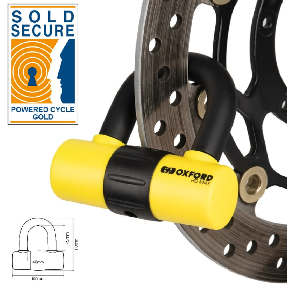 Oxford HD Max 14mm Disc Lock Yellow