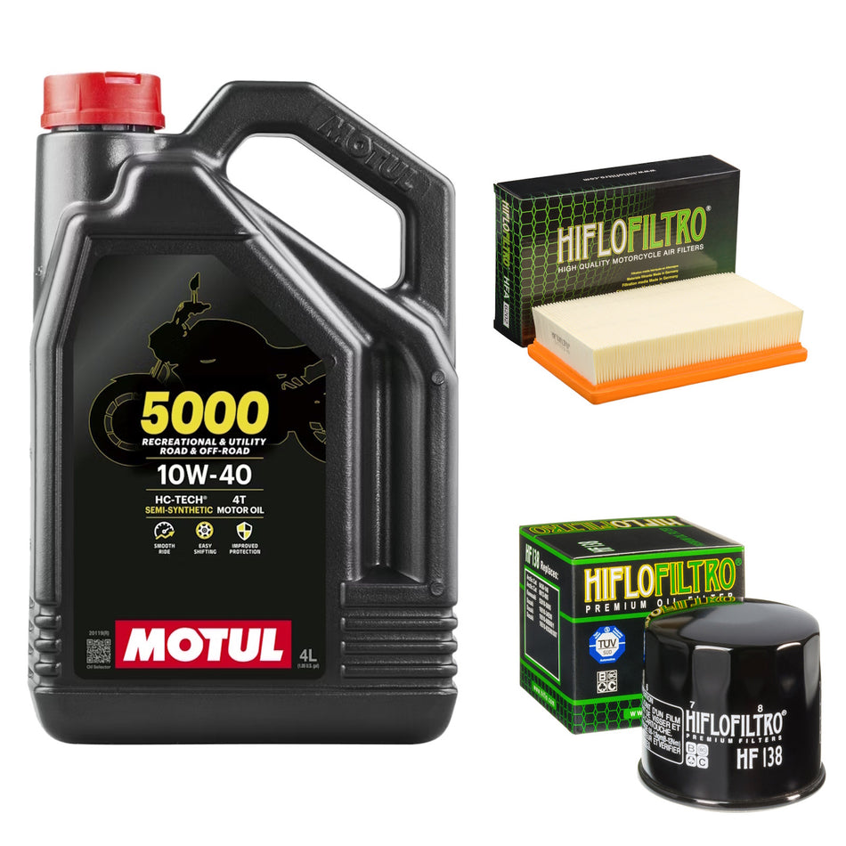 Motul 5000 10w40 4L Oil & HF138 & HFA6202 Oil Filter Kit