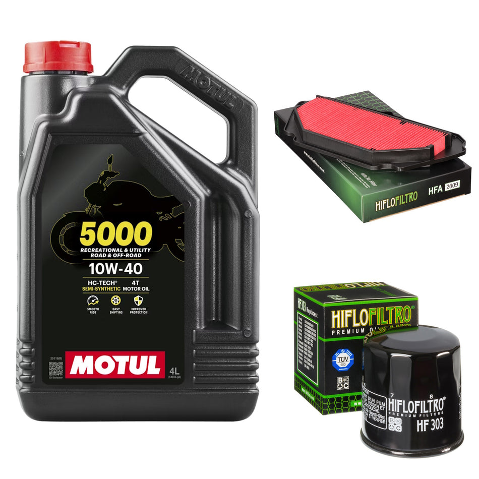 Motul 5000 10w40 4L Oil & HF303 & HFA2609 Oil Filter Kit