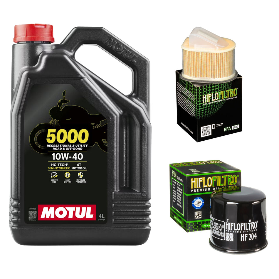 Motul 5000 10w40 4L Oil & HF204 & HFA2802 Oil Filter Kit