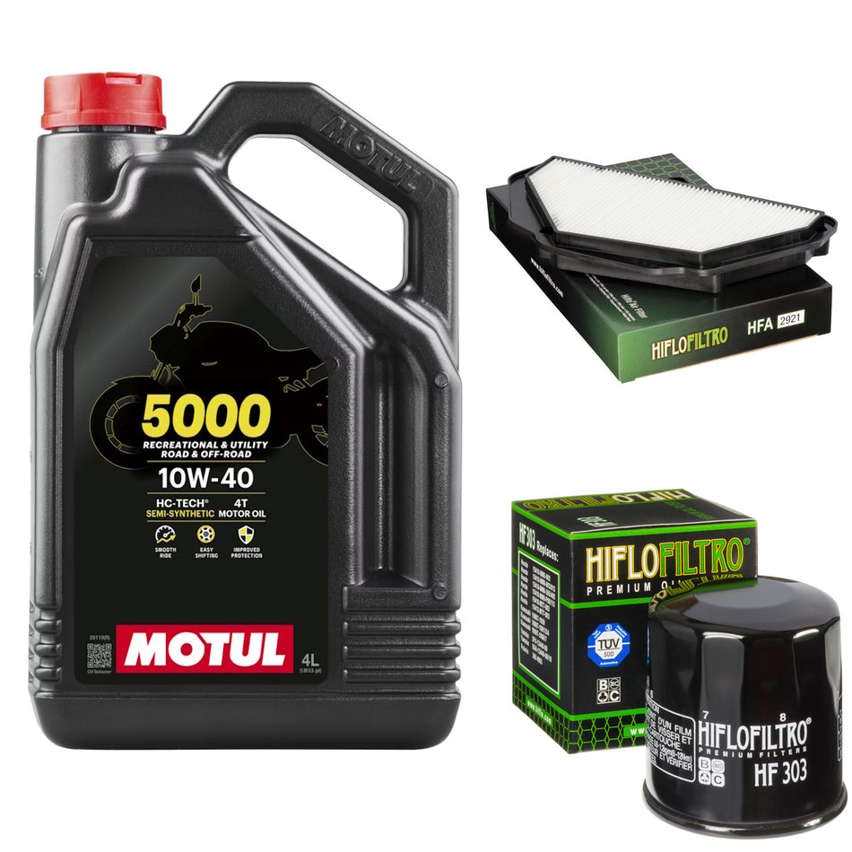 Motul 5000 10w40 4L Oil & HF303 & HFA2921 Oil Filter Kit