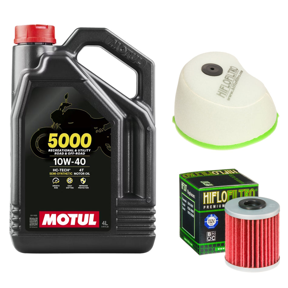 Motul 5000 10w40 4L Oil & HF207 & HFF2015 Oil Filter Kit