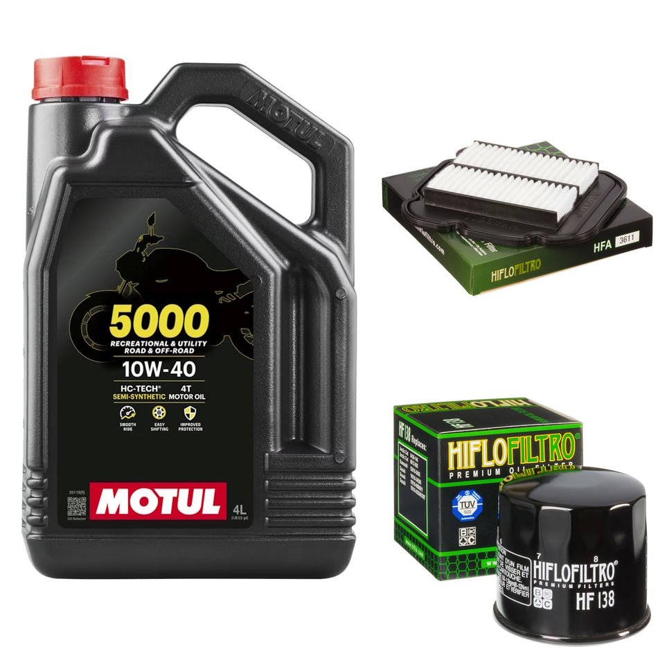 Motul 5000 10w40 4L Oil & HF138 & HFA3611 Oil Filter Kit