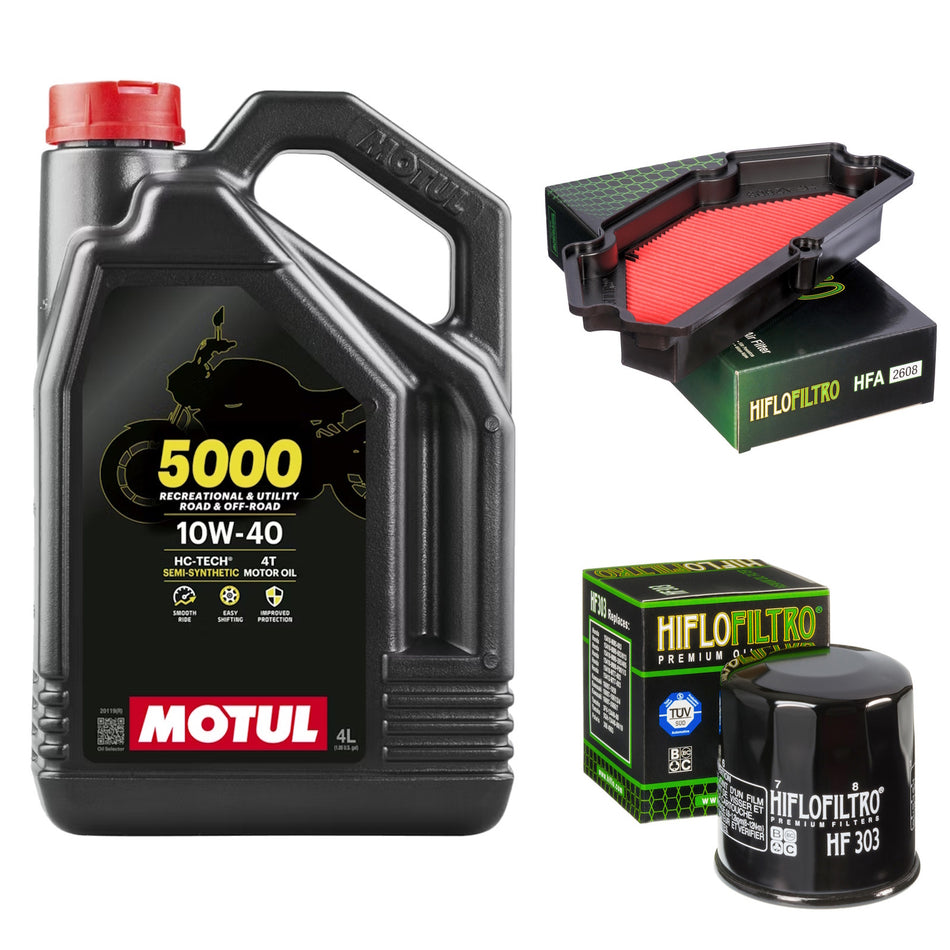 Motul 5000 10w40 4L Oil & HF303 & HFA2608 Oil Filter Kit
