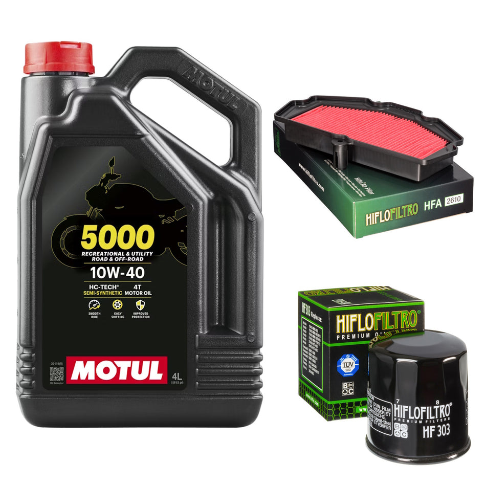 Motul 5000 10w40 4L Oil & HF303 & HFA2610 Oil Filter Kit