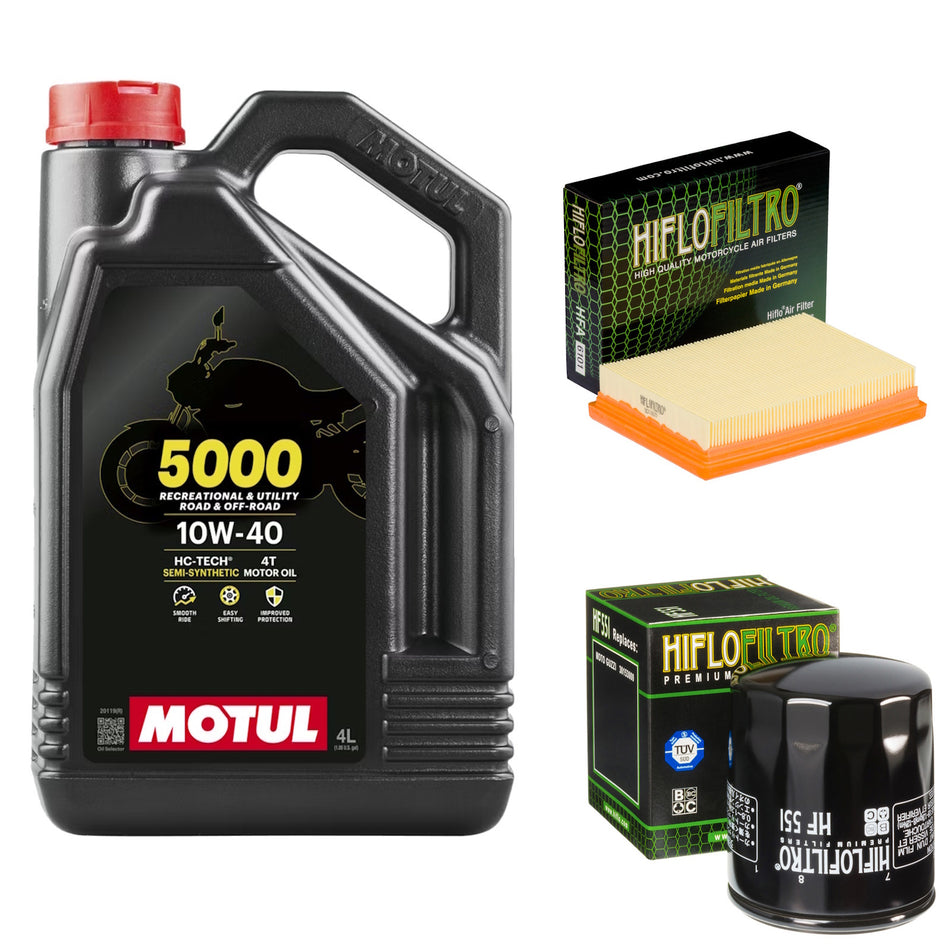 Motul 5000 10w40 4L Oil & HF551 OF551 & HFA6101 Oil Filter Kit