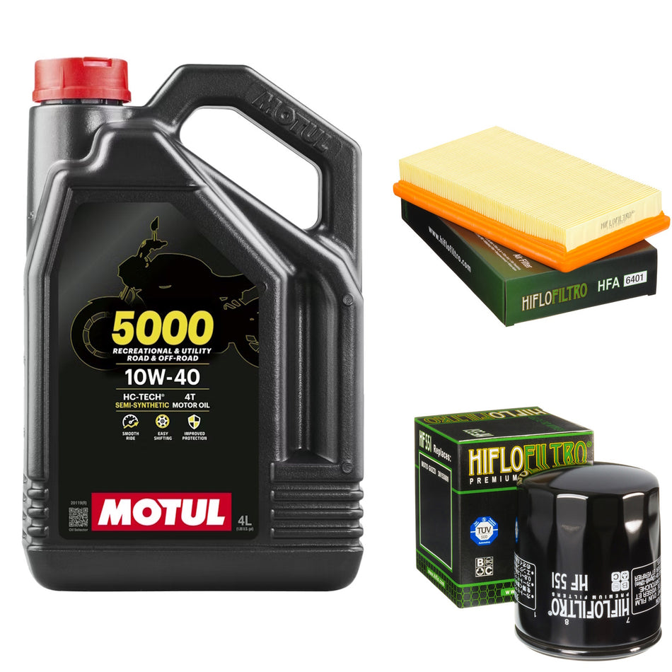 Motul 5000 10w40 4L Oil & HF551 OF551 & HFA6401 Oil Filter Kit