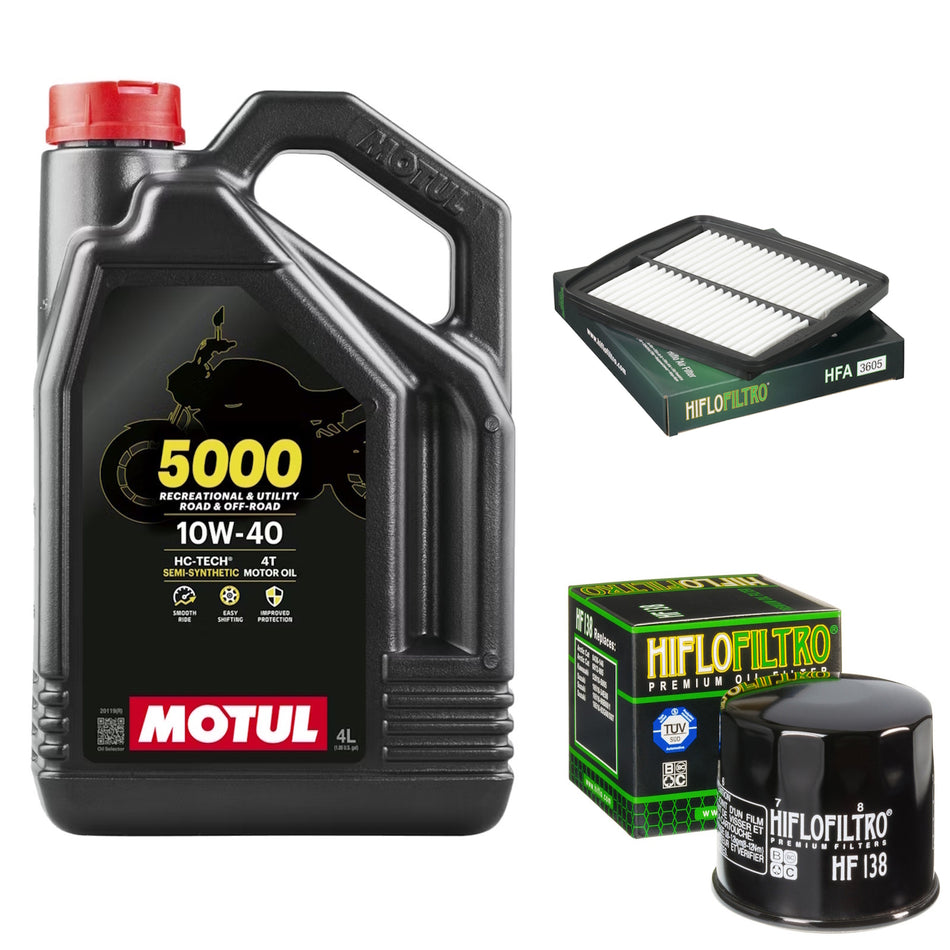 Motul 5000 10w40 4L Oil & HF138 & HFA3605 Oil Filter Kit