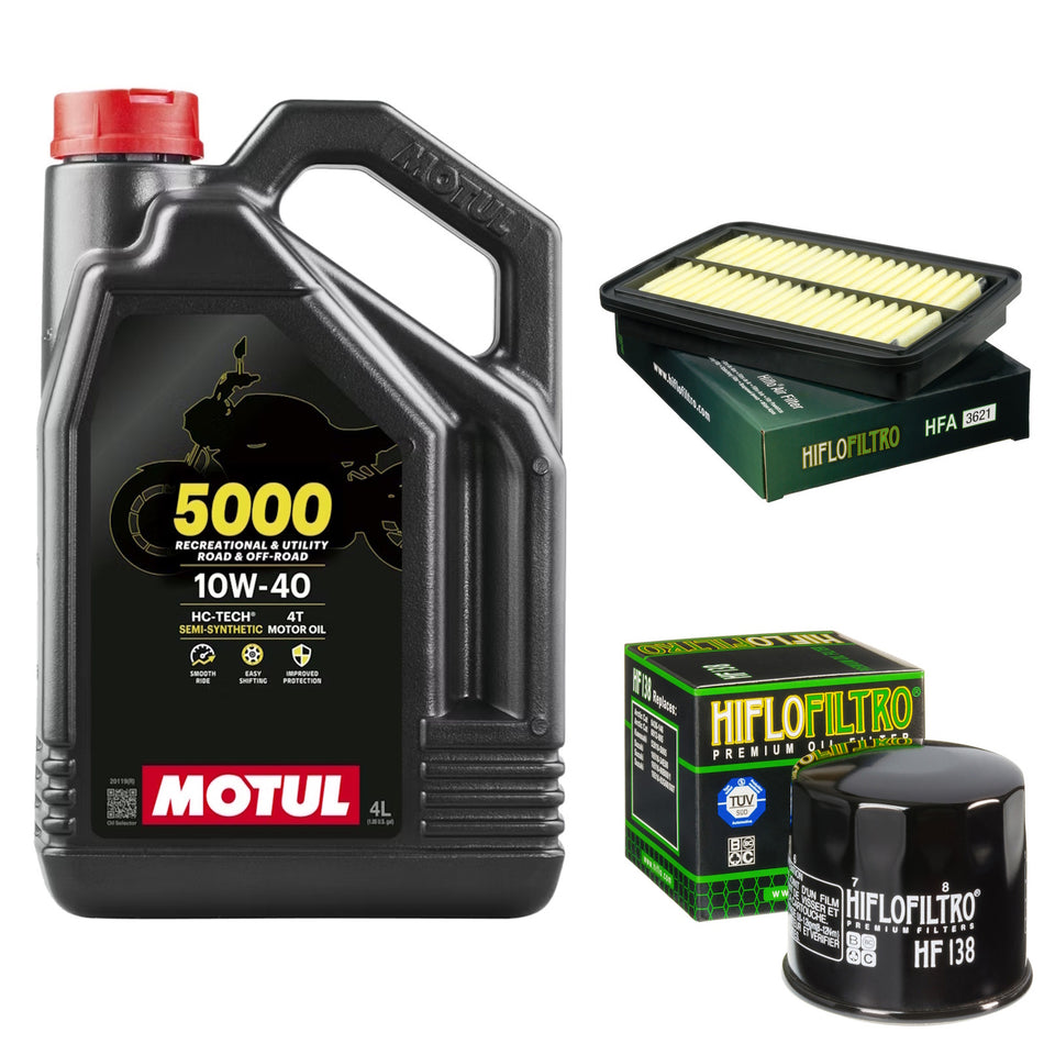 Motul 5000 10w40 4L Oil & HF138 & HFA3621 Oil Filter Kit